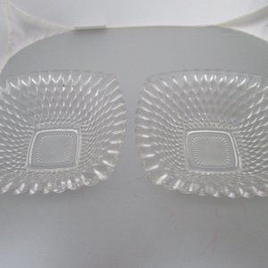 4/$40 2 Vintage Indiana Glass Diamond Point Square Glass Dishes